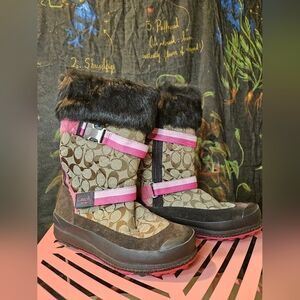 Coach Mariette Snow Boots Pink w/fur